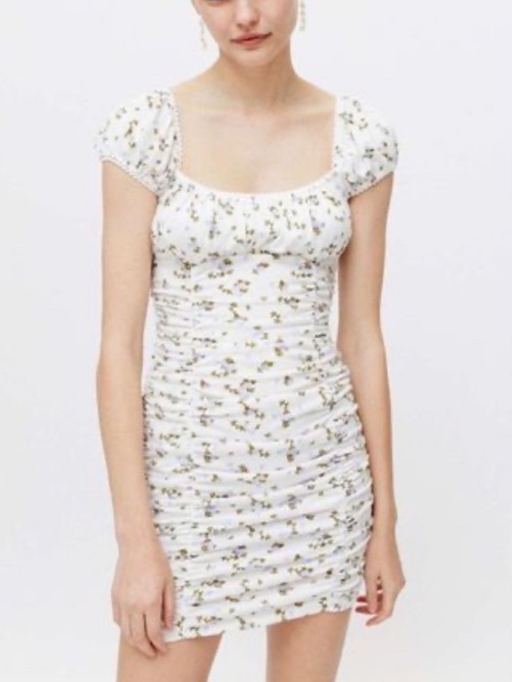 Urban Outfitters Brenan Printed Ruched Mini Dress Floral Size XS